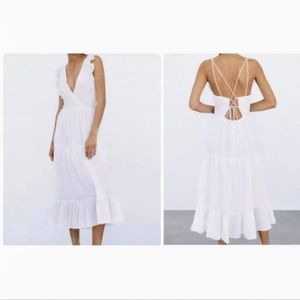 Zara white prairie maxi dress Size M